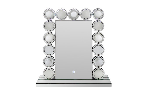 Accent Mirror With 7 Led Lights Pearl Silver