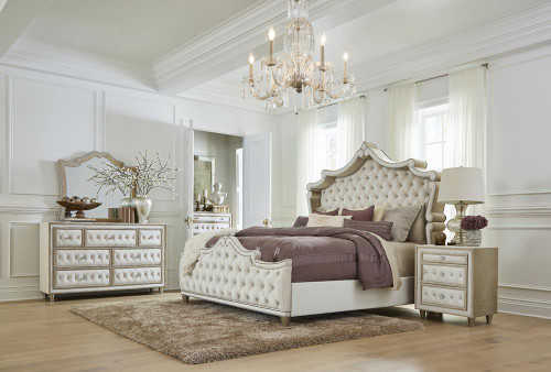 Antonella Beige Cal King Bed 5 Pc Set