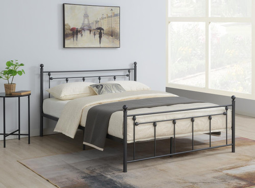 Canon Metal Slatted Headboard Queen Platform Bed Black