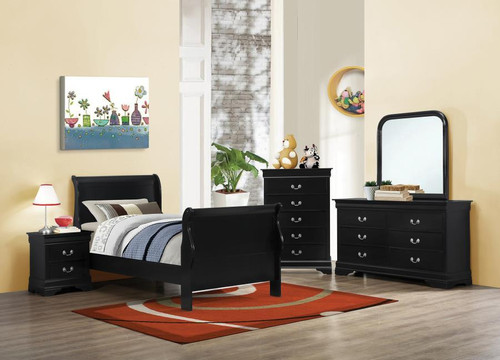Louis Philippe Twin Bed 3 Pc. Set Black