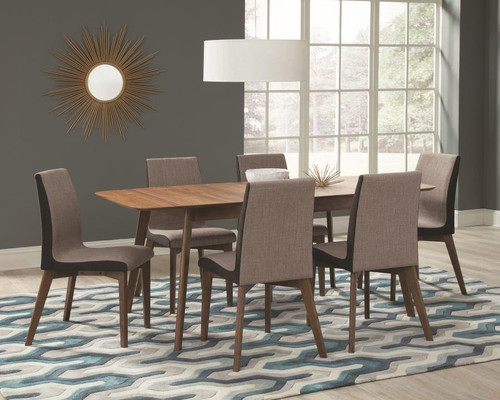 Redbridge 7-piece Dining Room Set Natural Walnut and Grey