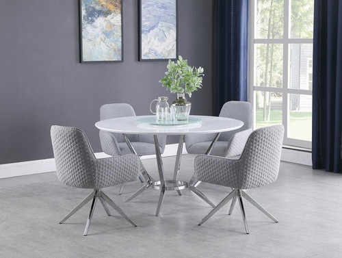 Coaster Dining Table 5 Pc. Set Light Gray