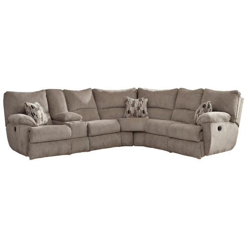 Elliott Lay Flat Reclining Sectional w/ Console Pewter/Pewter