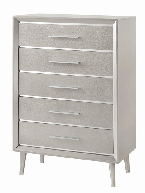 Ramon 5-Drawer Chest Metallic Sterling