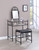 Traditional Black Vanity With Glass Top and Fabric Stool