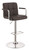 Contemporary Brown Faux Leather and Chrome Adjustable Bar Stool with Arms