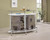 Crescent Shaped Glass Top Bar Unit With Drawer White