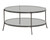 Laurie Glass Top Round Coffee Table Black Nickel and Clear