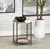 Noemie Round Accent Table with Marble Top White and Gunmetal