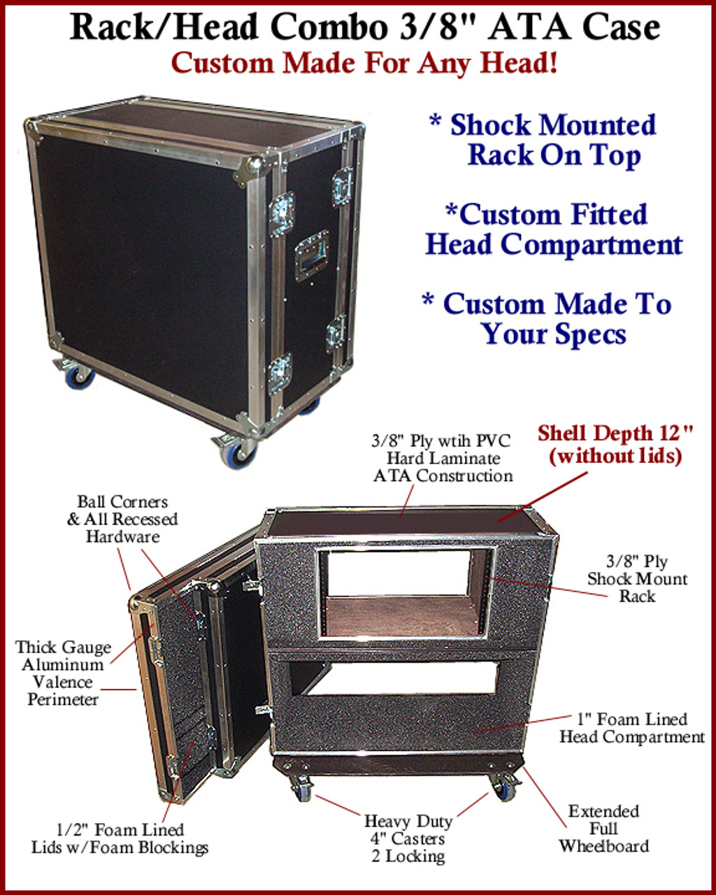 Shock Rack Head Combo ATA Case