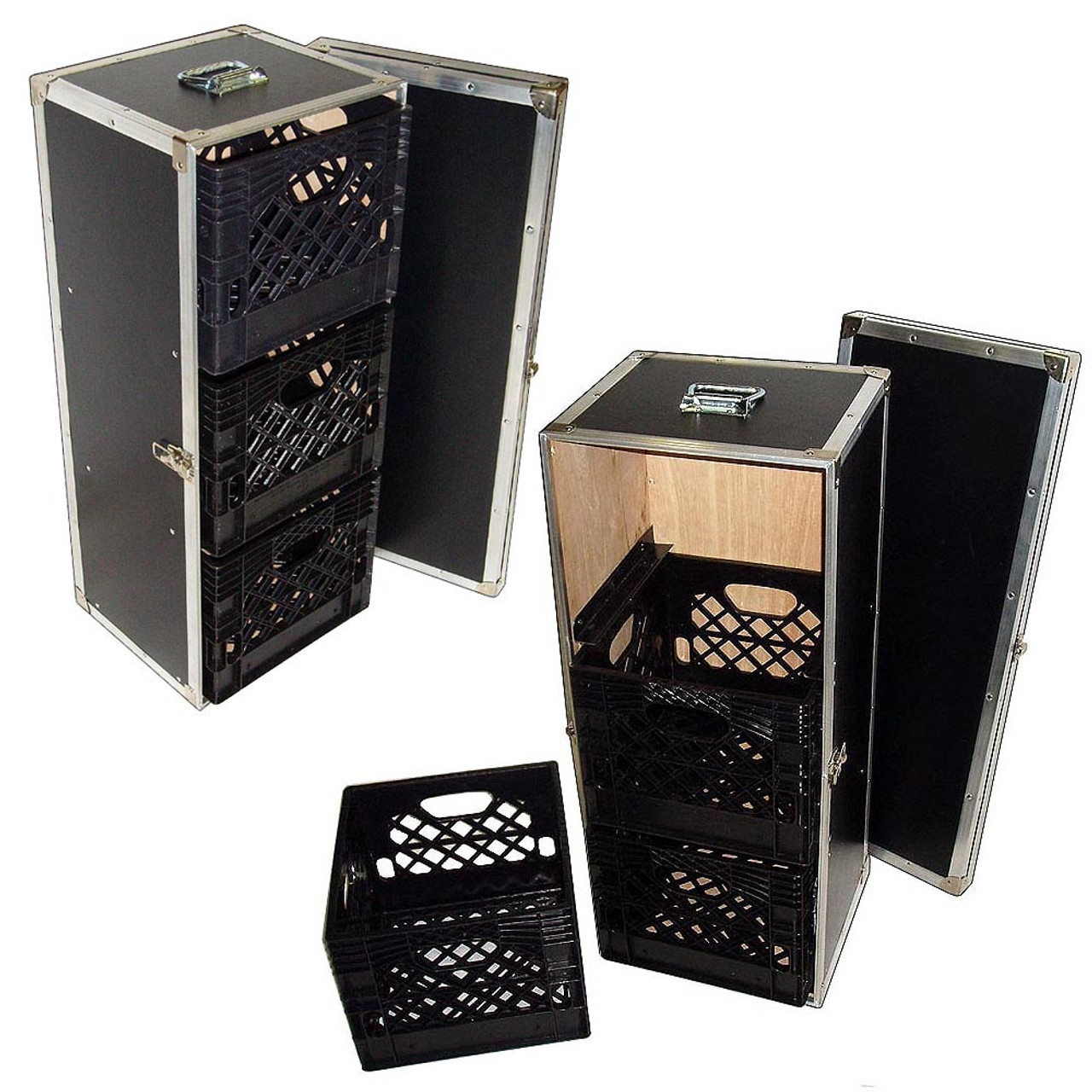 3 Milk Crate Drawers In Ata Style Case W Dolly Wheels