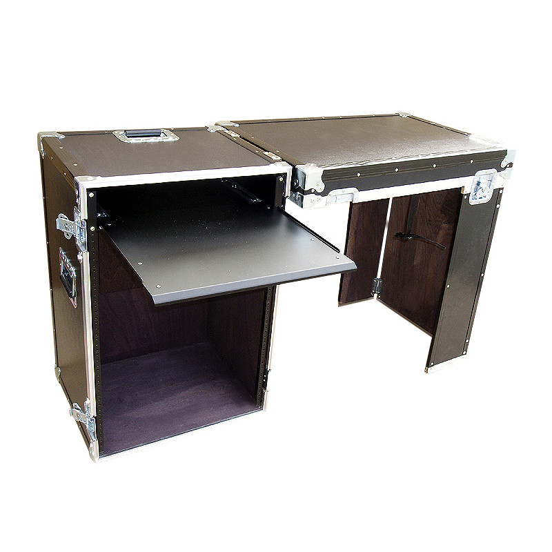 Rack - Convertable Desk ATA Case - 16 Sp Rack w/Pullout Shelf - Road Cases