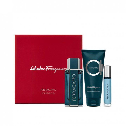 Ferragamo Intense Leather 3.4oz men’s gift set – Eau de Parfum and shower gel