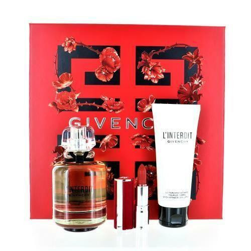 Givenchy perfume gift set with hydrating body lotion and Le Rouge Deep Velvet lipstick