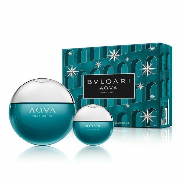 Designer men’s perfume set Bvlgari Aqva Pour Homme, full‑size and mini bottles
