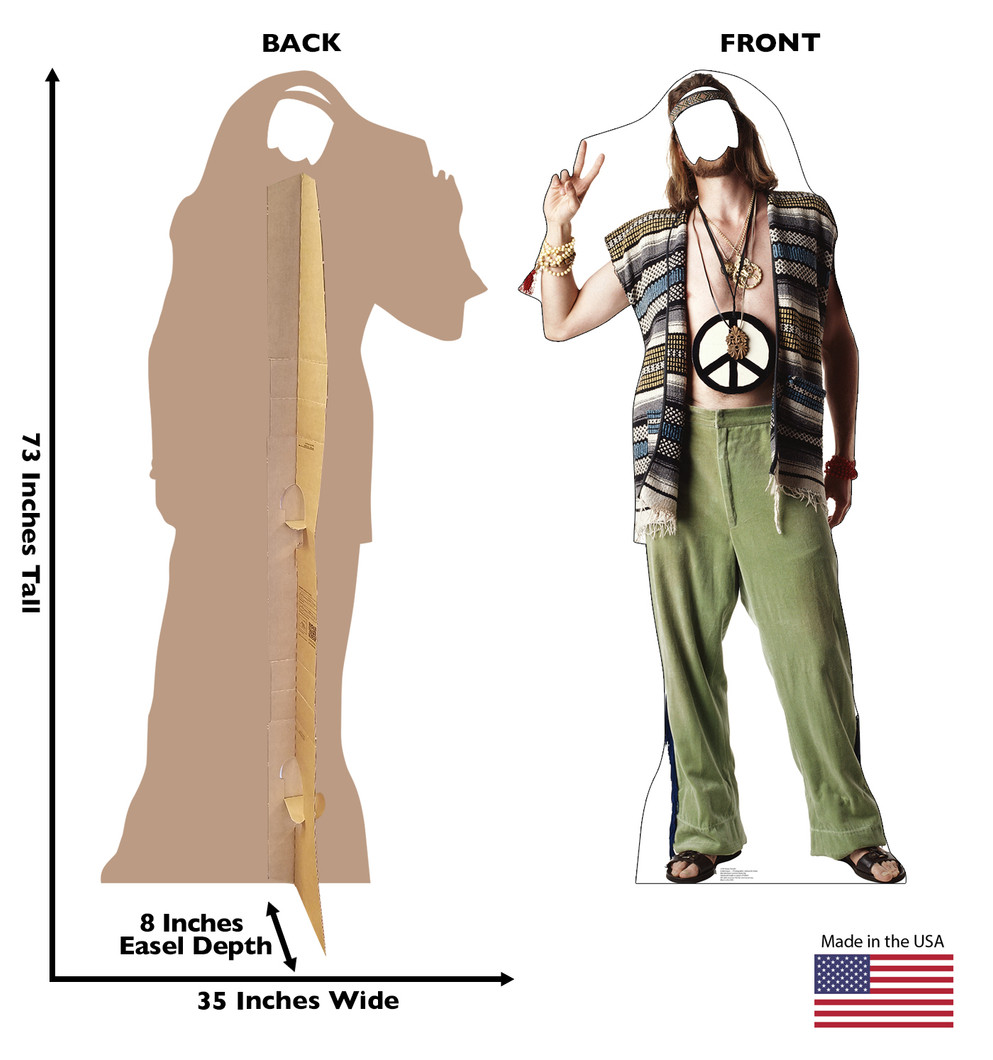 Hippie Stand in 
Lifesize Cardboard Cutout  Dimensions
