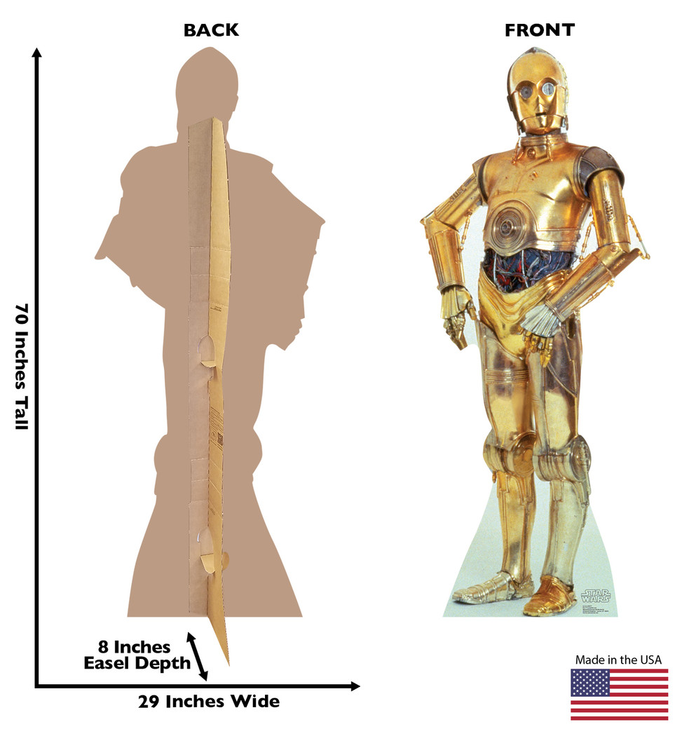 C-3PO Star Wars Lifesize cardboard cutout dimensions