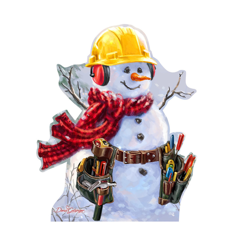 Snowman Construction Worker (Dona Gelsinger Art)