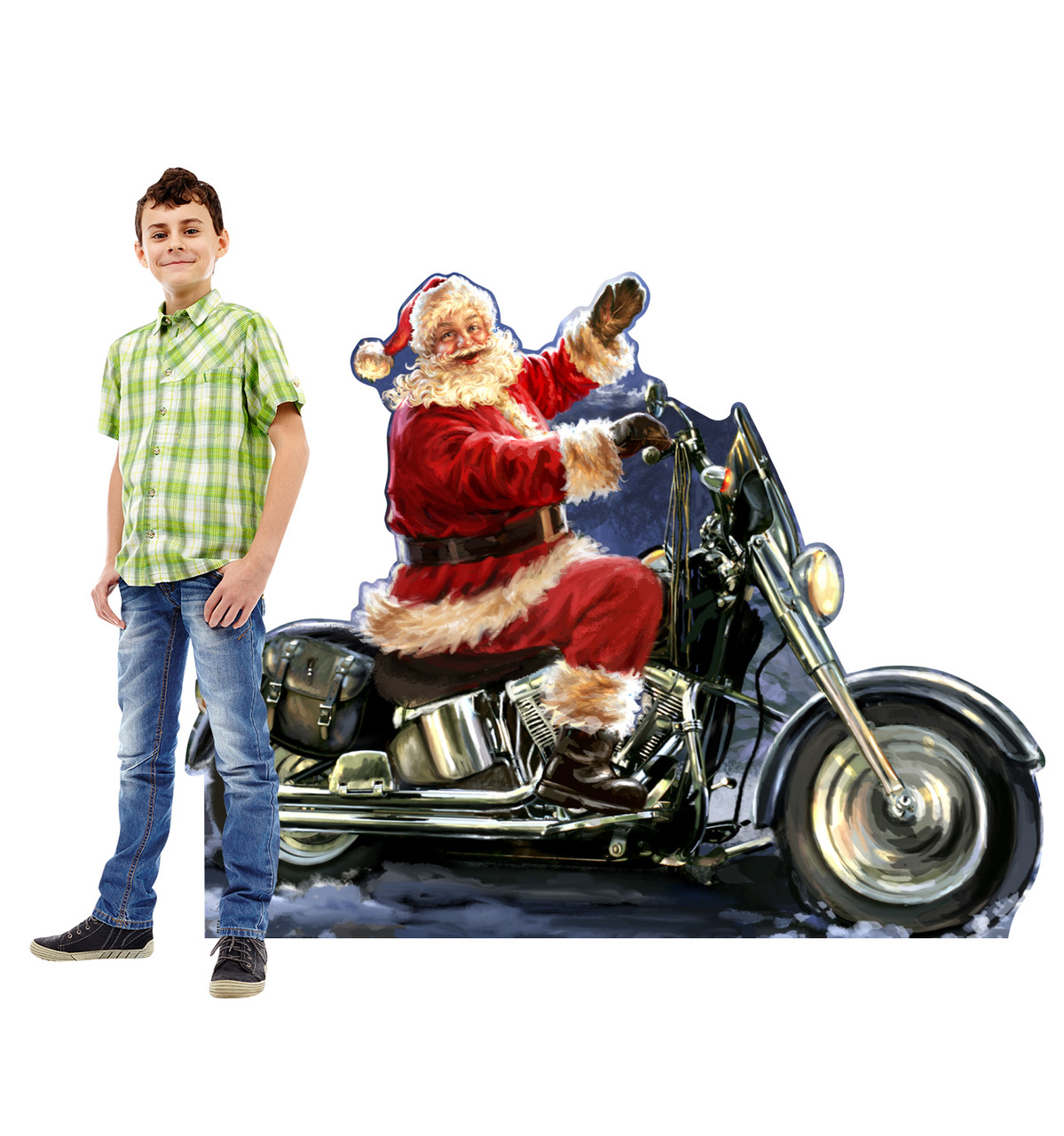 moto@papaさま Santa's Joyride | Lifesize Motorcycle Cutout | Fun Holiday Decor