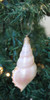 Small White Tibia Seashell Glitter Christmas Ornament - Handmade in Huntington Beach, California, USA