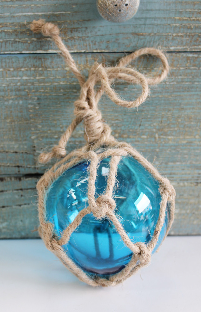 Light Blue Glass Float with Rope - Nautical Themed Decor - California ...