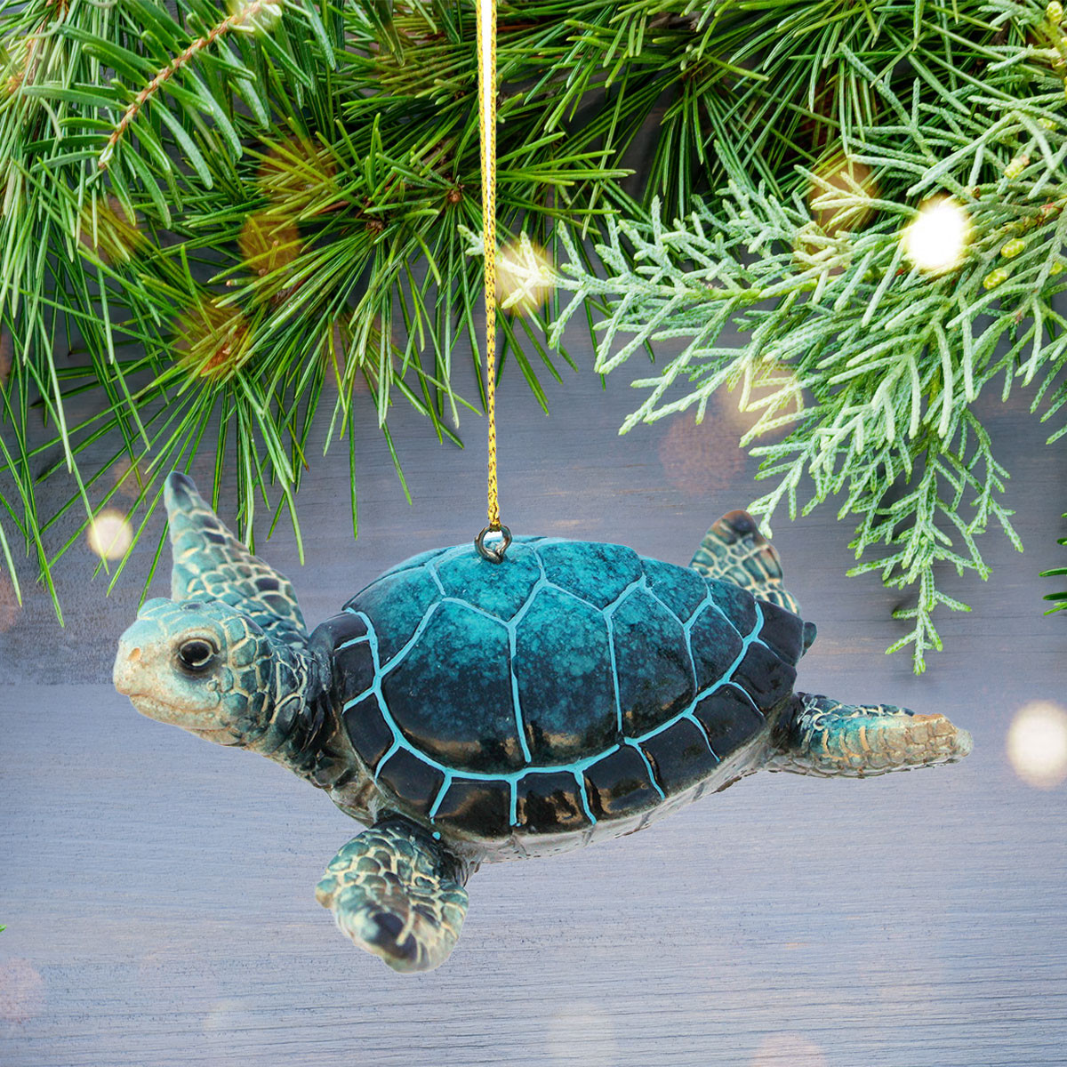 Beachcombers Large Resin Tile Turtle Figurine - 7.68 Inch Coastal Home Decor Statue