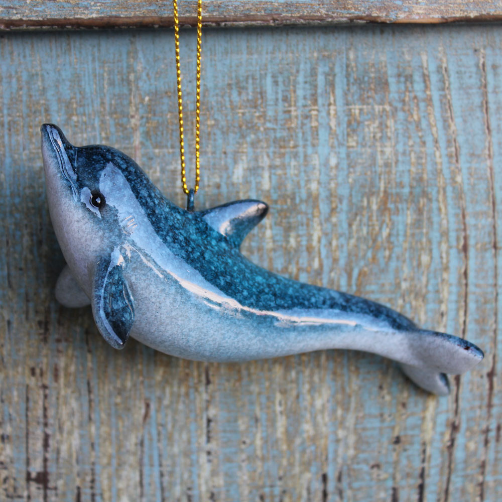 Blue Dolphin Ornament Nautical Holiday Decor Coastal Christmas