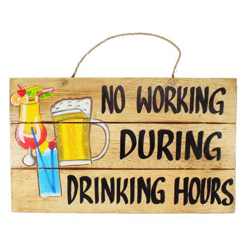 No Working During Drinking Hours Tin Sign Man Cave Garage Bar Beer