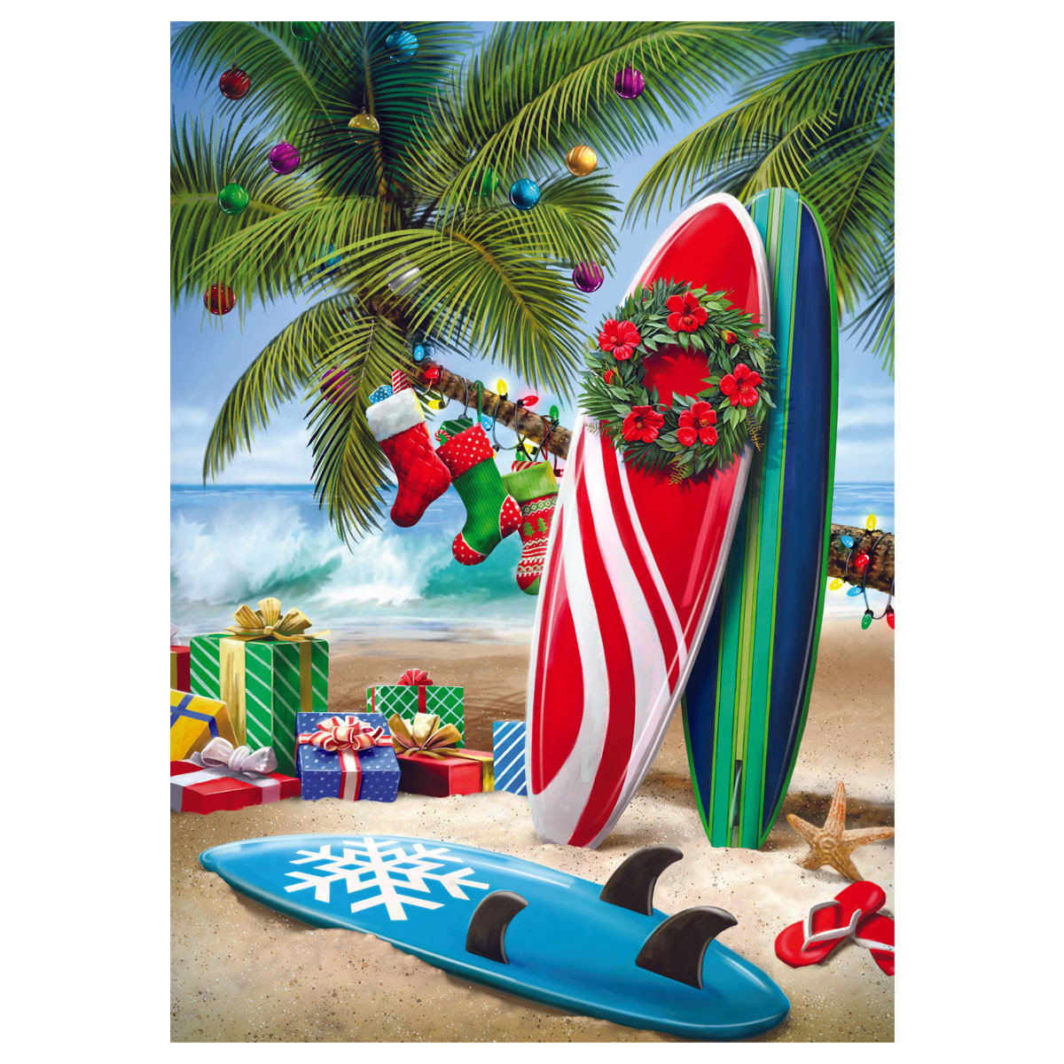 サウンドサンタ　ビーチクリスマス Beach Surfboards Christmas Cards - Coastal Christmas Stationery