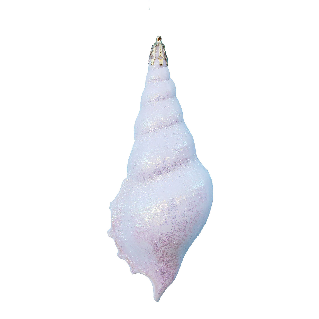 Small White Tibia Glitter Seashell Ornament - Christmas Tree