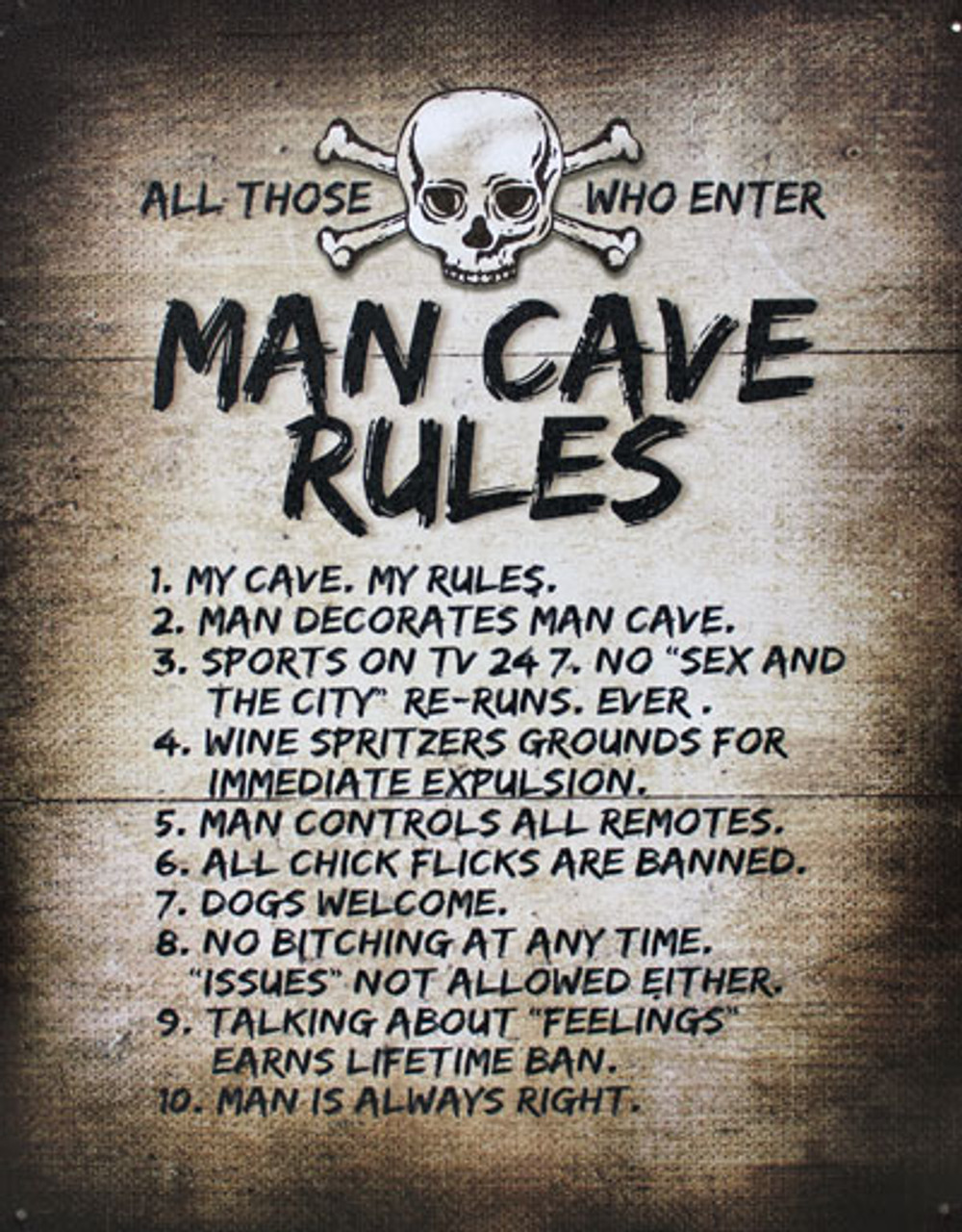 Man Cave Rules Metal Sign Humorous Tin Sign Man Cave Decor