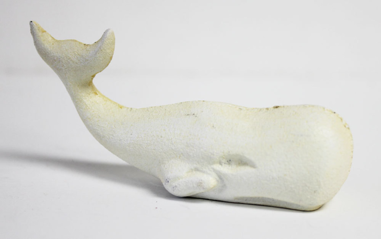 White Moby Dick Whale Figurine Wrought Iron Nautical Decor California Seashell Company