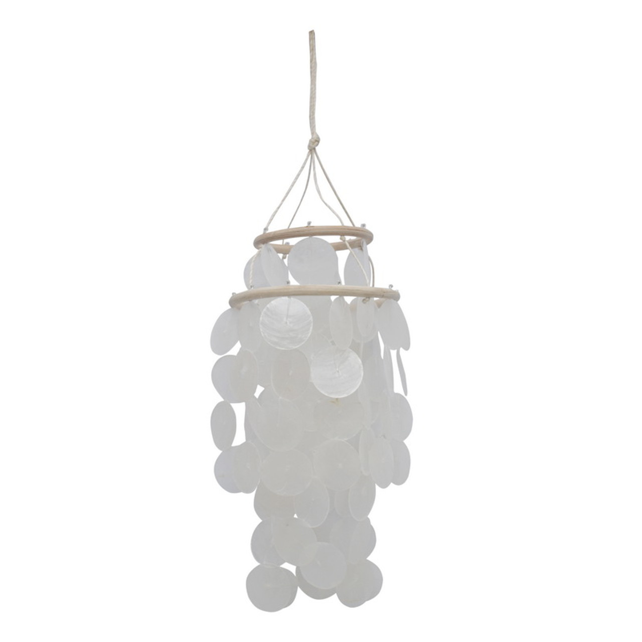 Small Round Capiz Wind Chime - White