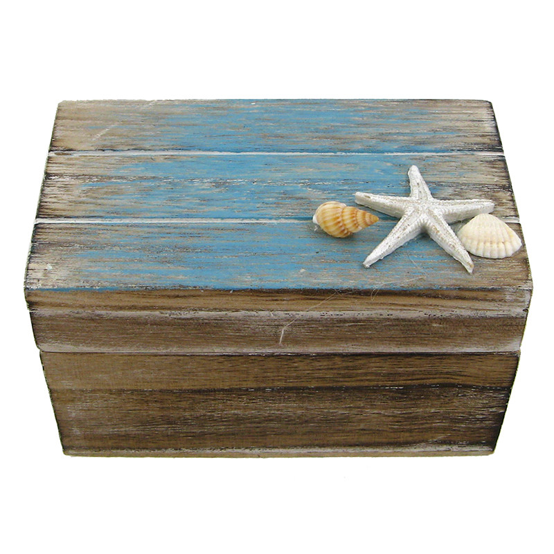 Weathered Wood Box with Shells - Coastal Trinket Box - California ...
