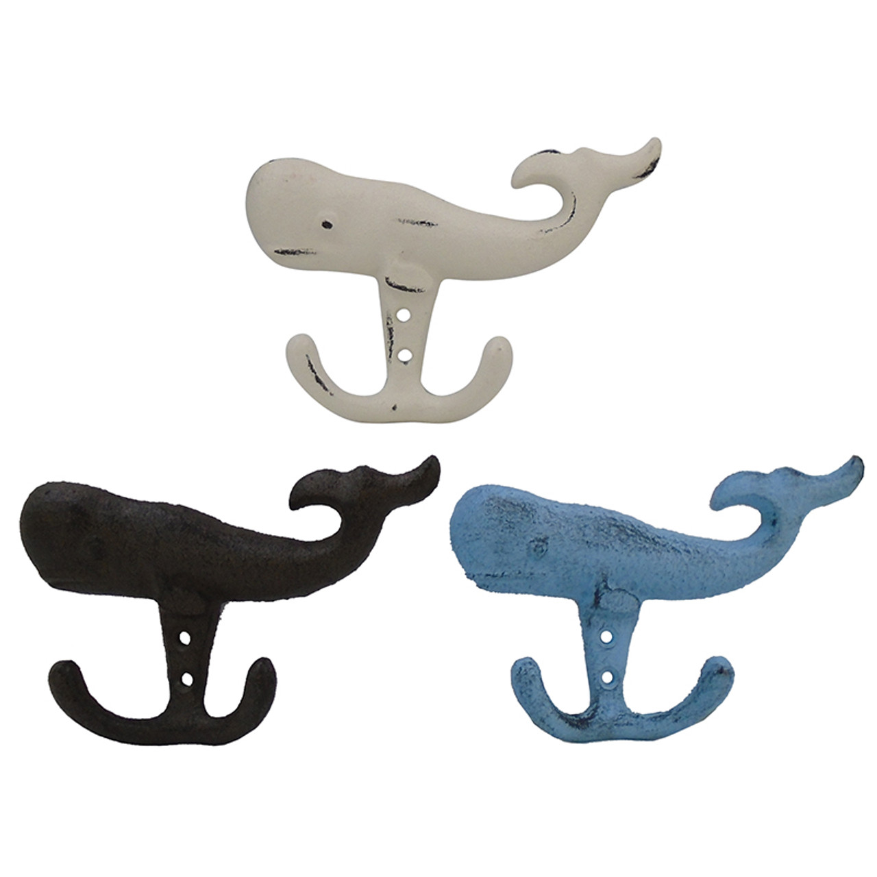 Whale Wall Hooks- Nautical Cast Iron Wall Hooks - California Seashell  Company