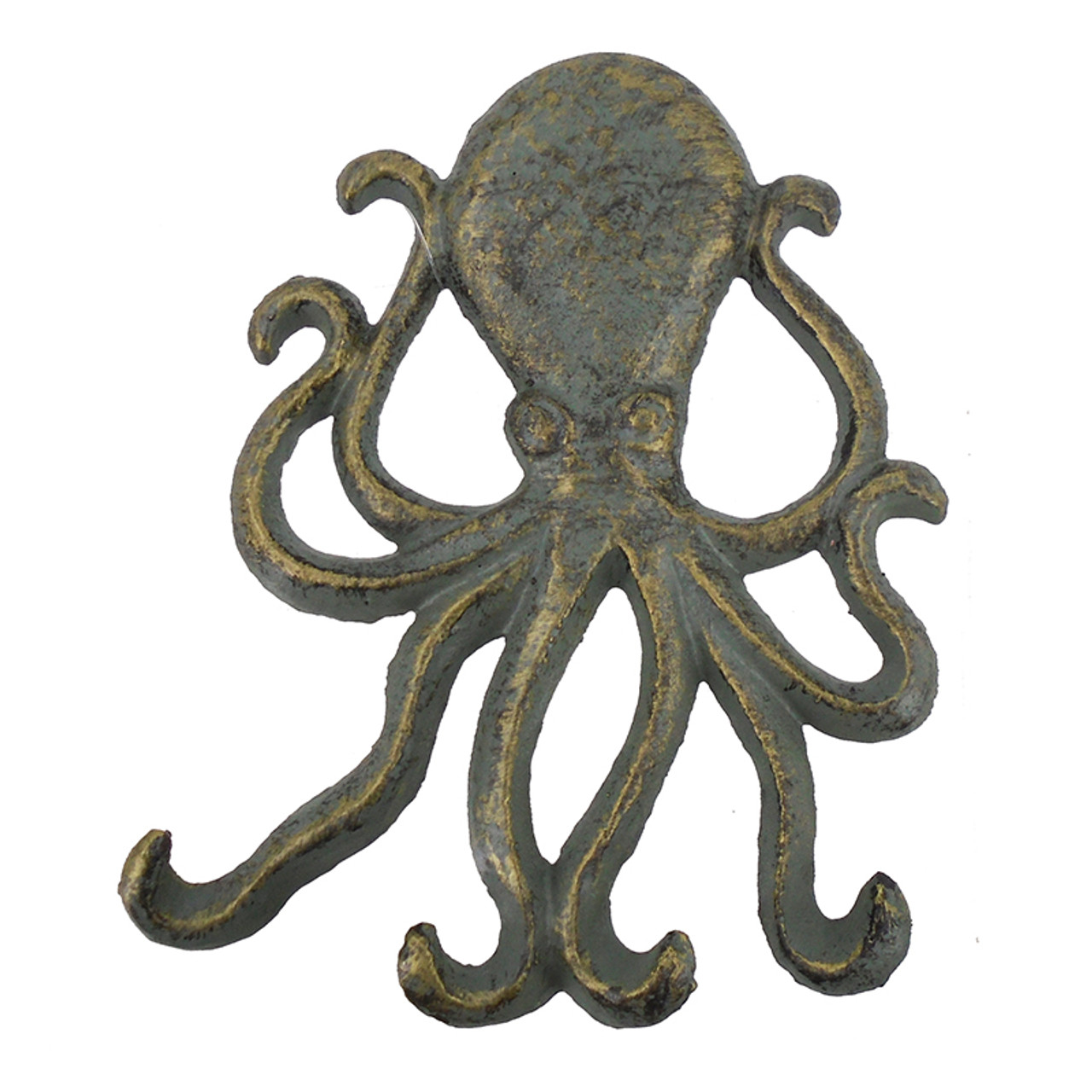 Rust Octopus Iron Wall Hooks - Nautical Key Ring or Towel Hanger