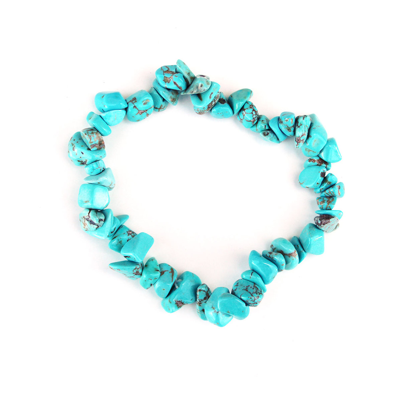 Turquoise Howlite Gemstone Chip Bracelet  Chakra Jewelry  California  Seashell Co