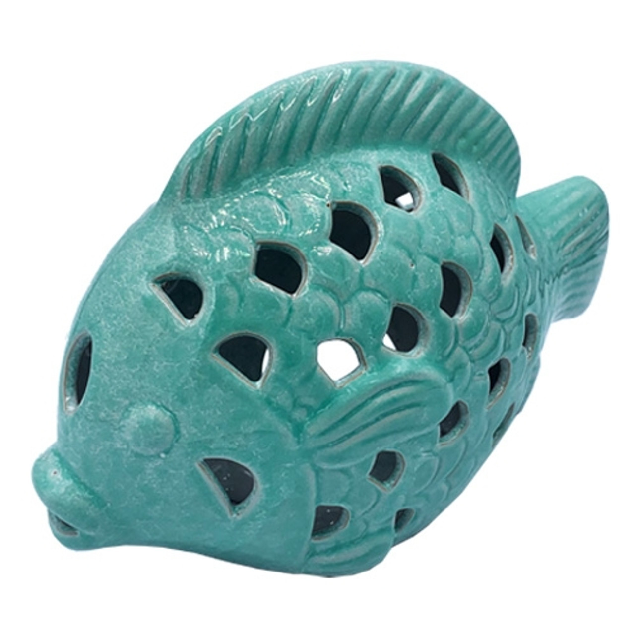 Ceramic Fish Tea Light Candle Holder - Nautical Bathroom Decor