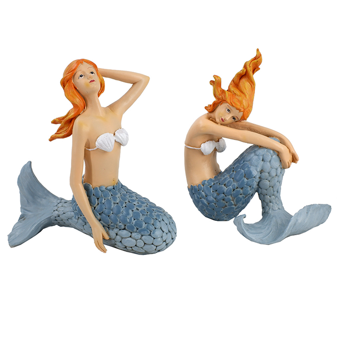 Posing Mermaid Figurine Set - Nautical Decor - California Seashell Co