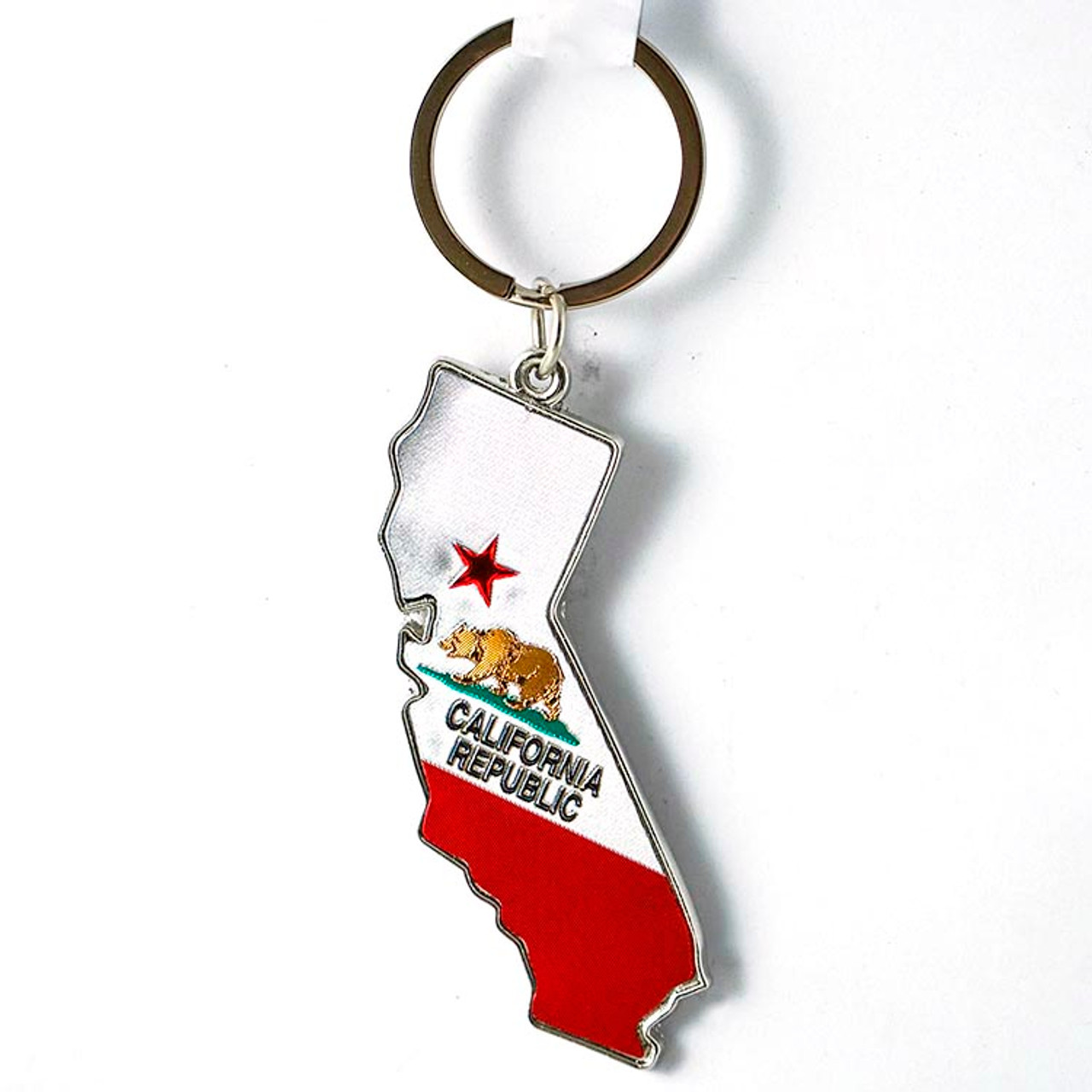 California Bear State Shape Metal Keychain