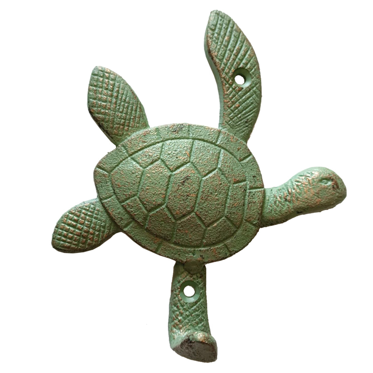 Verdigris Sea Turtle Wall Hook - Coastal Cast Iron Wall Hooks - California  Seashell Co