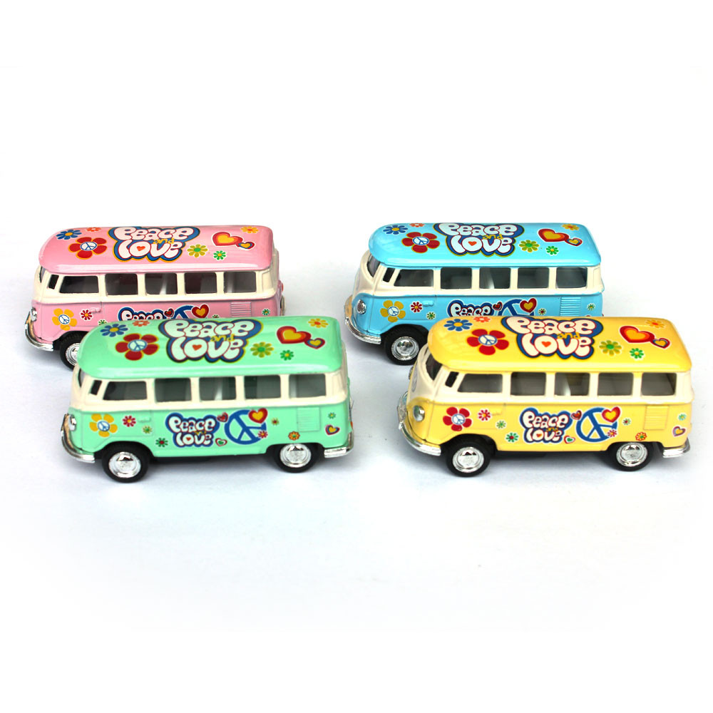 1962 VW Classic Bus Flower Die Cast Car - 1:64 Scale - 1 Dozen
