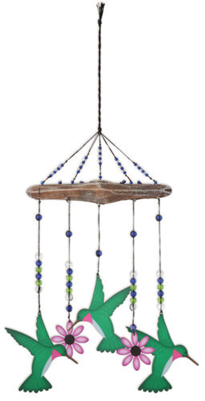 Hummingbird and Flower Glass Wind Chime — Green Acres Nursery & Supply