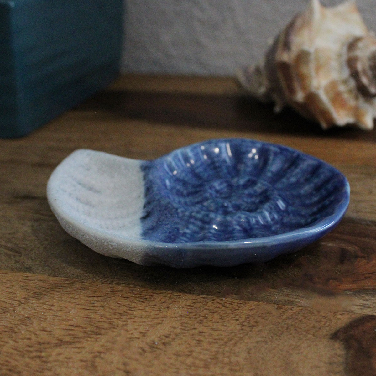 Ceramic Nautilus Shell Jewelry Holder - Coastal Wedding Favor