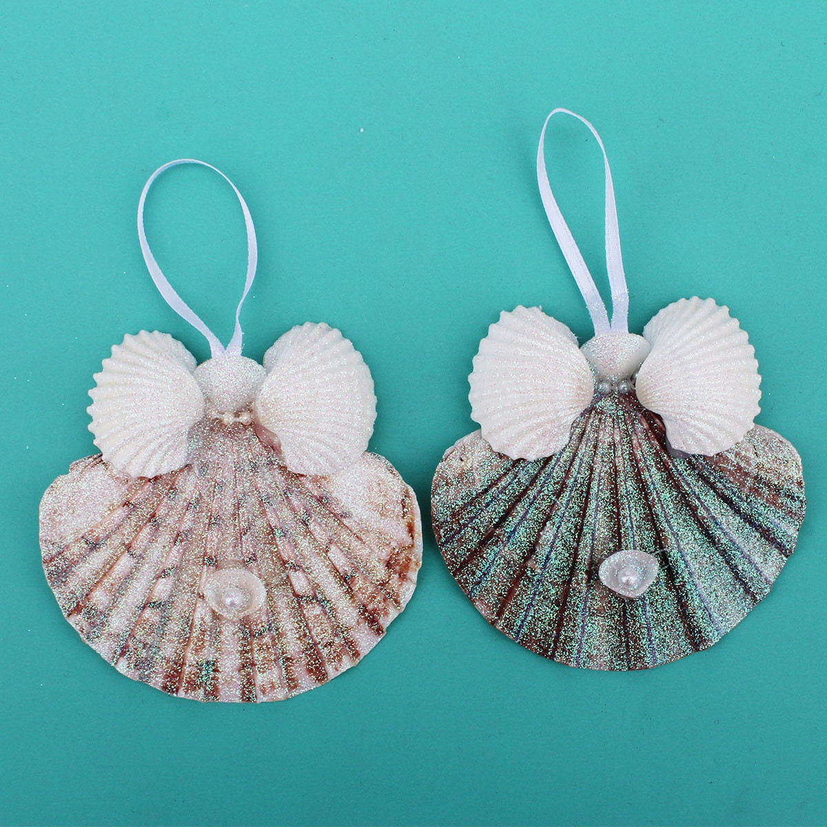 Flat Pectin Shell Angel Christmas Ornament with Arca Wings - Beach