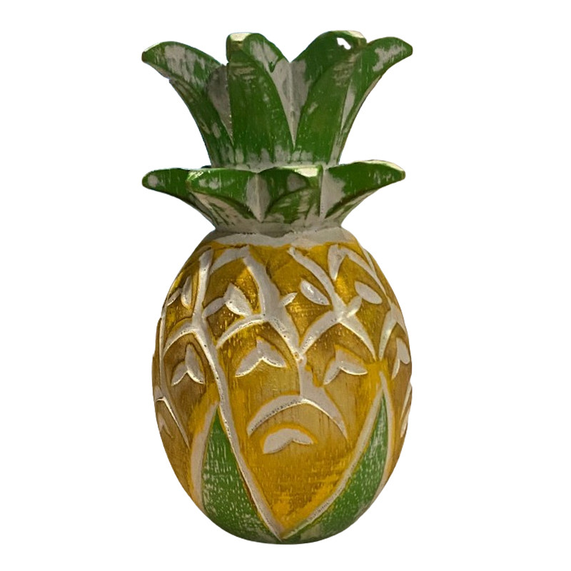 Yellow Carved Pineapple Figure- Tropical Pineapple Decor