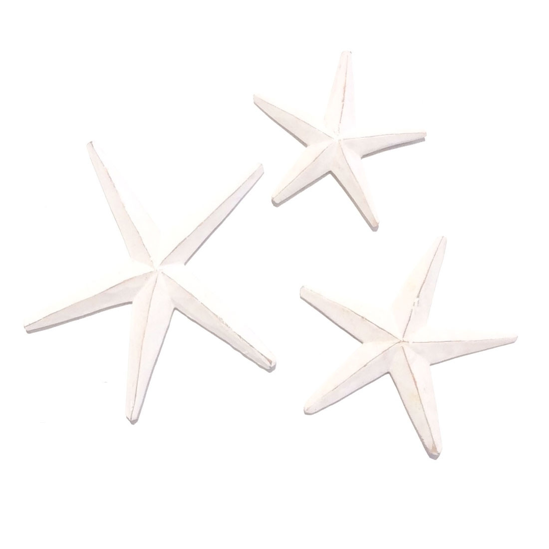 White Starfish Wood Set Coastal Wall Decor California Seashell