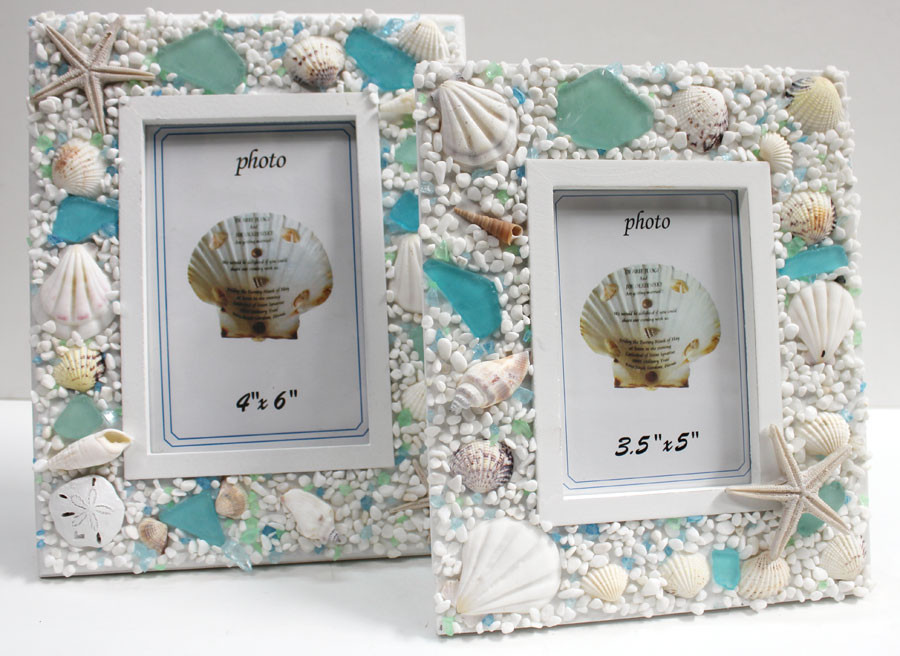 Colorful 4x6 Picture Frame with Seashells Beach Cottage & Nautical