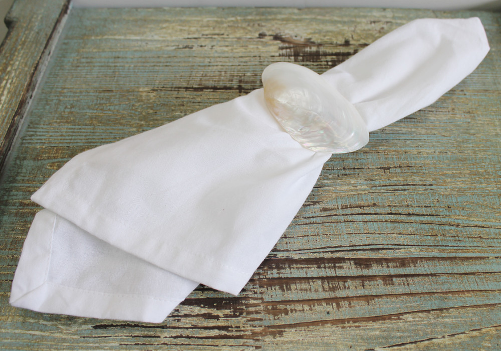 Polished Oyster Shell Napkin Ring Handcrafted Shell Decor Beach