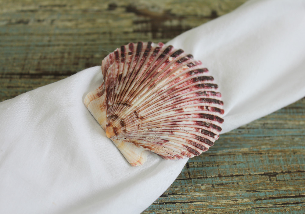 Purple Pectin Shell Napkin Ring Handcrafted Shell Decor Beach
